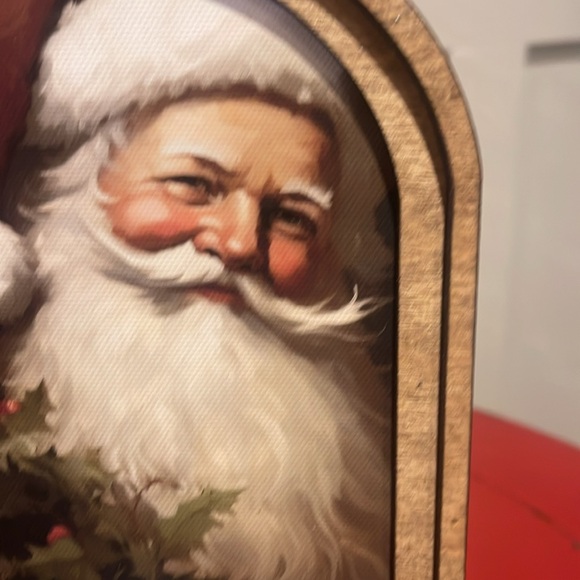 Vintage Santa Claus Rounded Top Wooden Framed Art. Farmhouse Christmas Decor. - Picture 5 of 6
